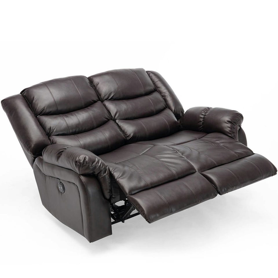 image 1 of Seattle 2 Seater Electric High Back Bonded Leather Recliner Sofa (Brown)