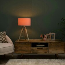 ValueLights Clipper Light Brown Tripod Table Lamp Medium Pink Shade
