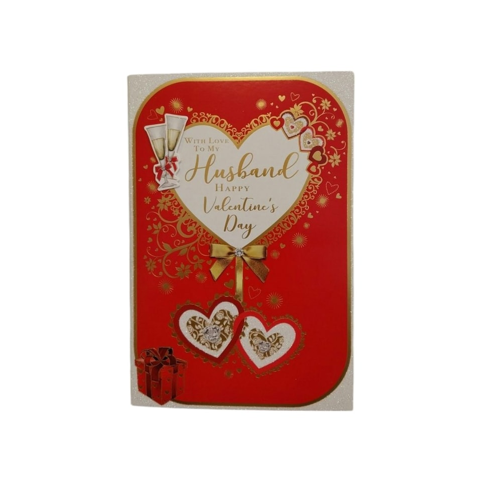 image 1 of To My Husband Heart Plaque Design Red Valentine's Day Card