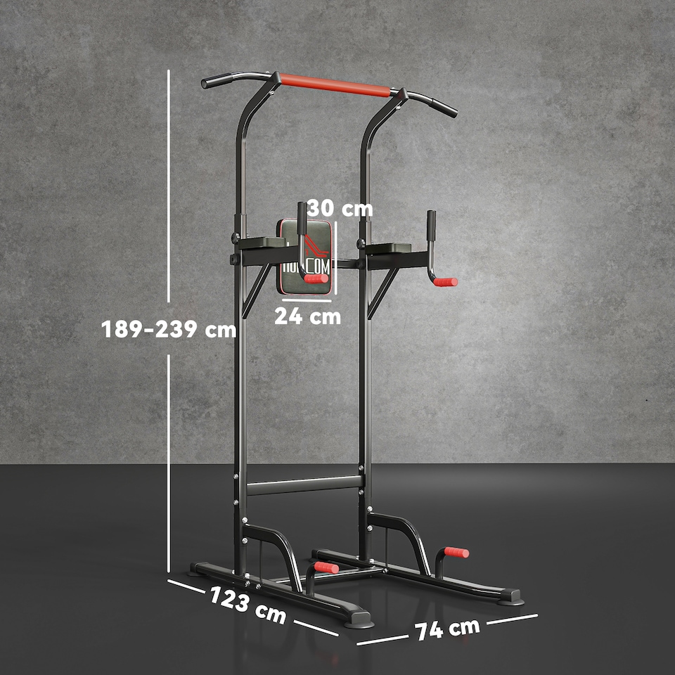 image 1 of HOMCOM Power Tower Station Pull Up Bar withAdjustable Height for Home Gym Workout