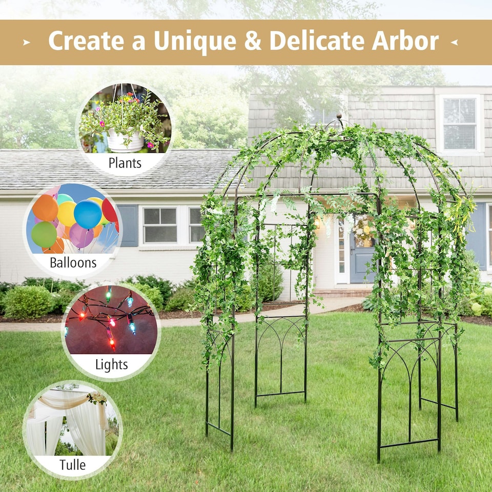 image 1 of COSTWAY Birdcage Shape Garden Arbor Plant Trellis