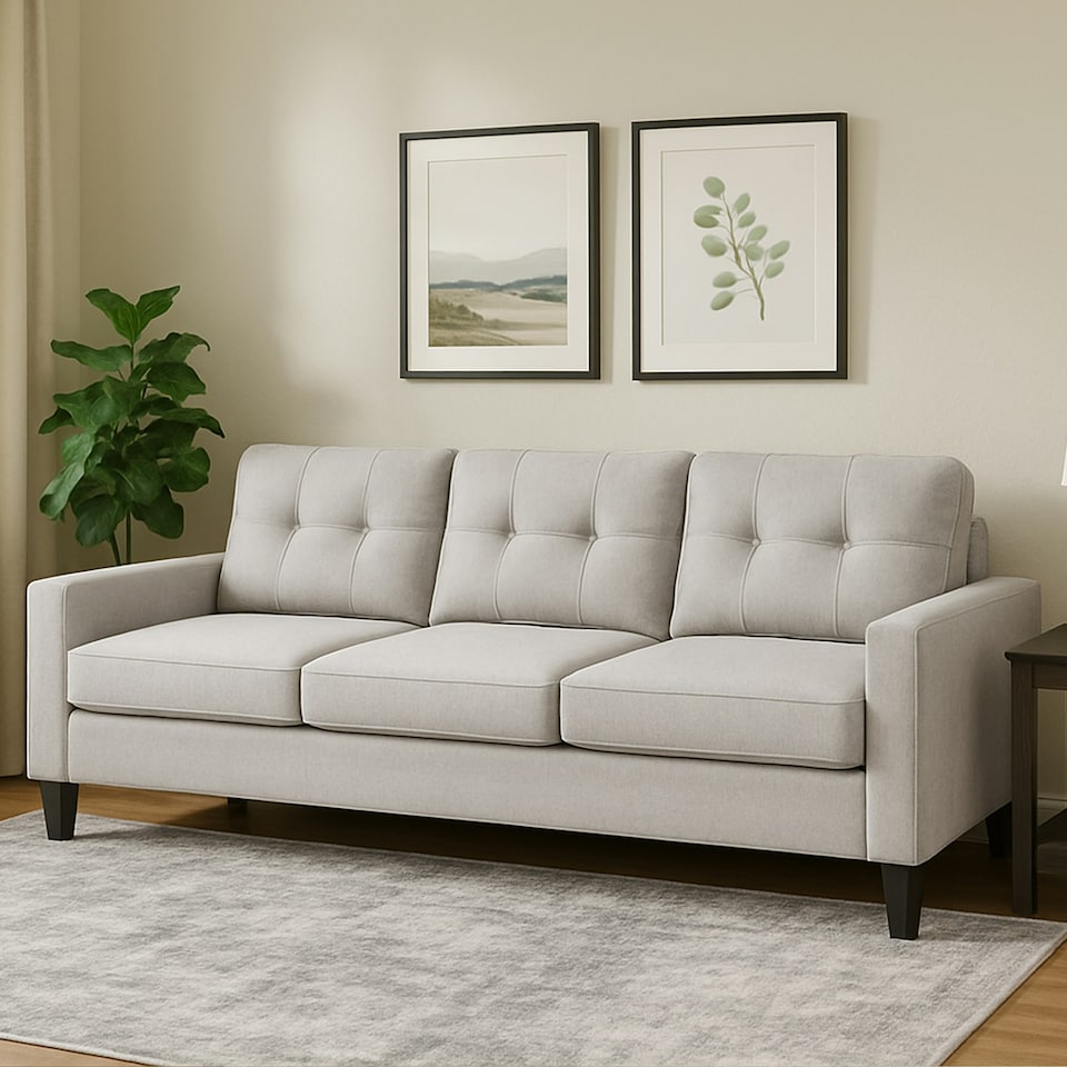 image 1 of Portofino 3 Seater Corner Sofa, Chaise Lounge Furniture with Reversible Ottoman Footstool or Chaise Cream | Sandy Grey