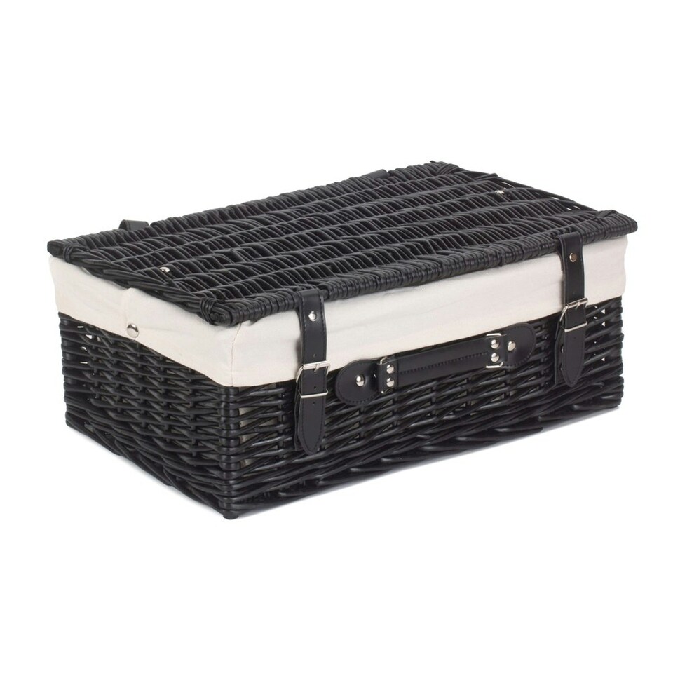 image 1 of 46cm Empty Willow Wicker Picnic Basket with Lining Grey | Grey | One Size