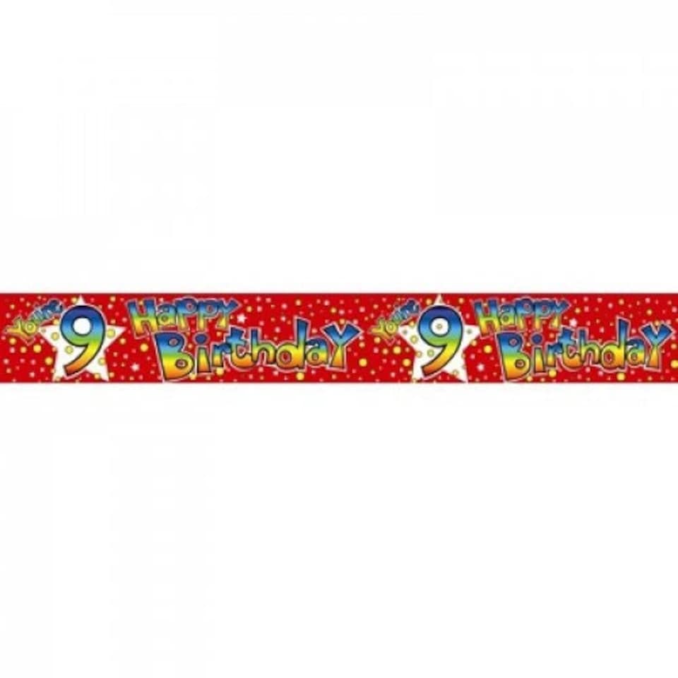 image 1 of Expression Factory 9th Birthday Banner - Red/Multicoloured - One Size