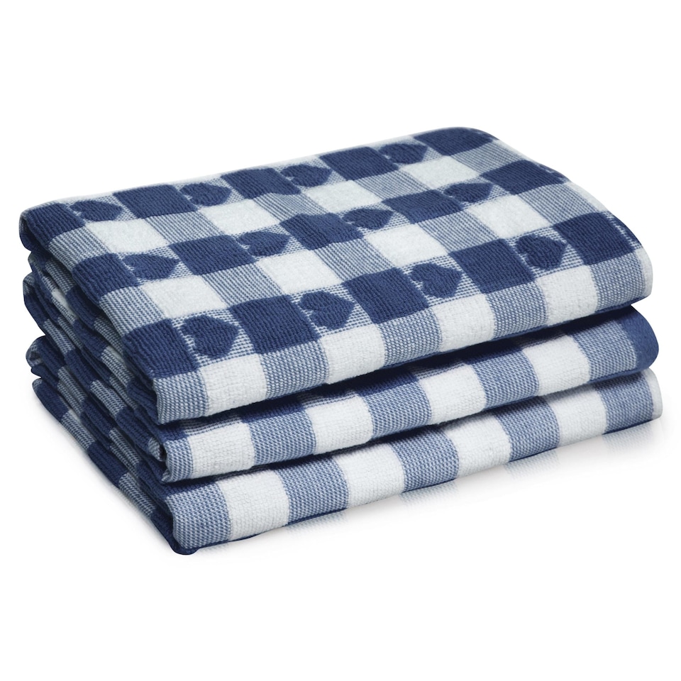 image 1 of Velosso Hearts Check Cotton Tea Towel