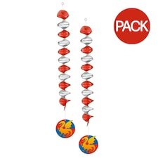 Boland Knights & Dragons Hanging Decoration (Pack of 2) - Red/Silver/Yellow - One Size