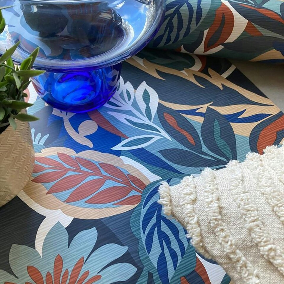 image 1 of Belgravia Casa Leaf Wallpaper - Blue/Teal Green - 10m x 53cm Blue