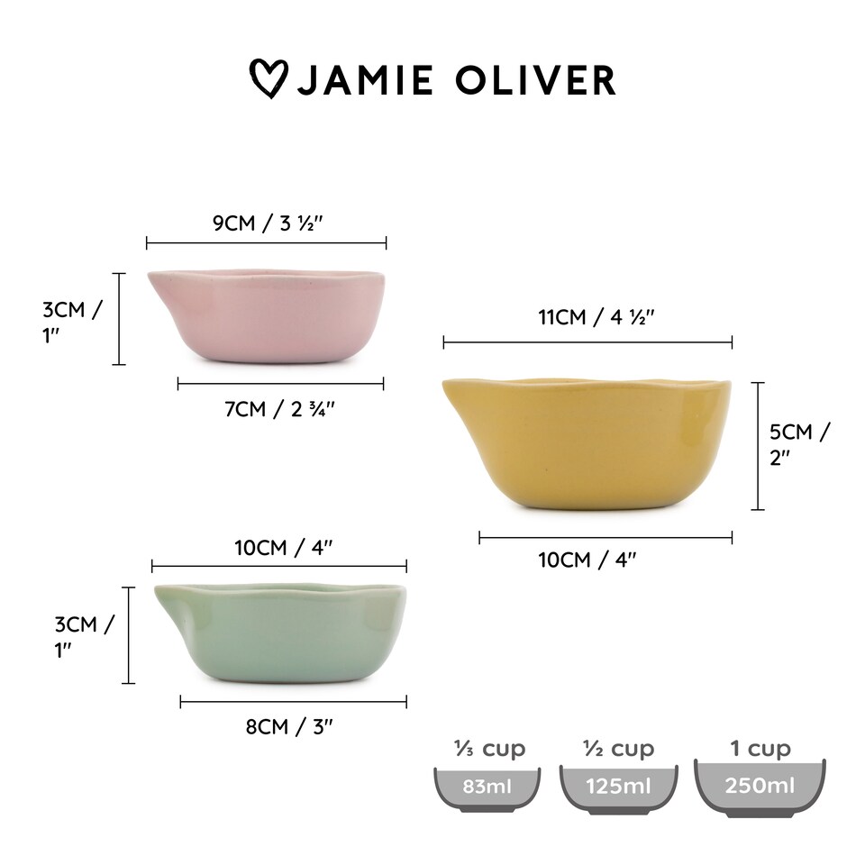 image 1 of Jamie Oliver Big Love Set of 3 Pinch-Me Pots | Multi | Multicolour