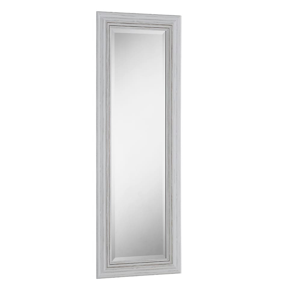 image 1 of Contemporary Distressed White Tall Framed Wall Mirror Bevelled White | 128.5x44.5x2cm