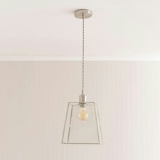 ValueLights Susie Glass Lantern Brushed Chrome Single Ceiling Pendant Light with LED Bulb Silver