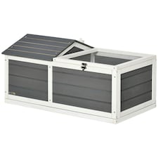 PawHut Wooden Tortoise House, Small Pet Reptile with Hide Shelter Den and Run