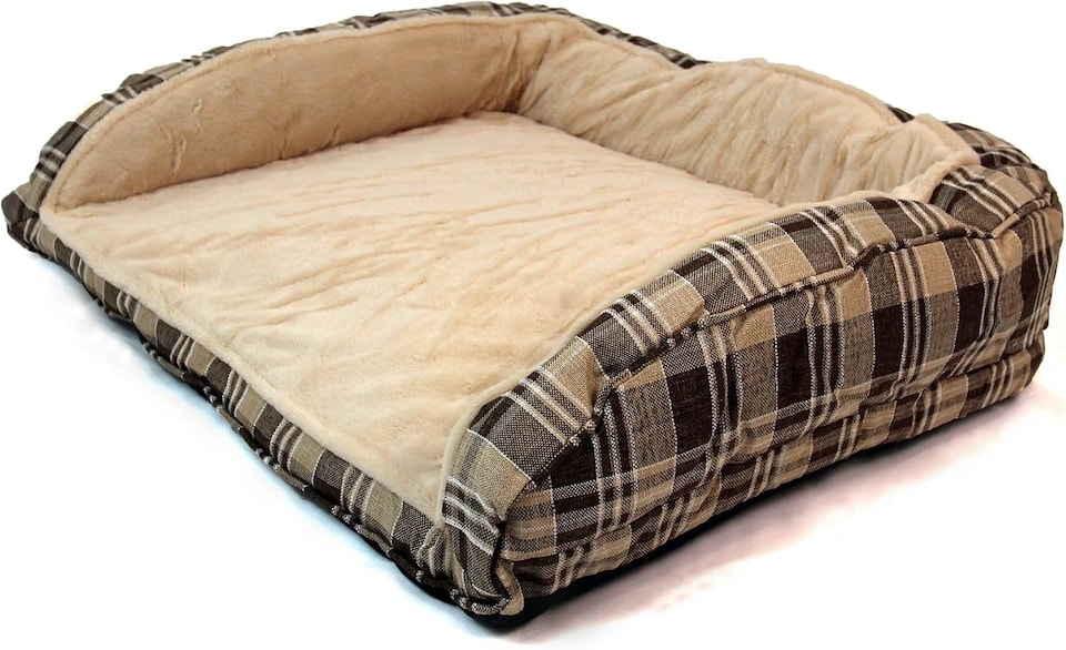 image 1 of Actiaspet - Deluxe Dog Sofa Bed in Tan Plaid