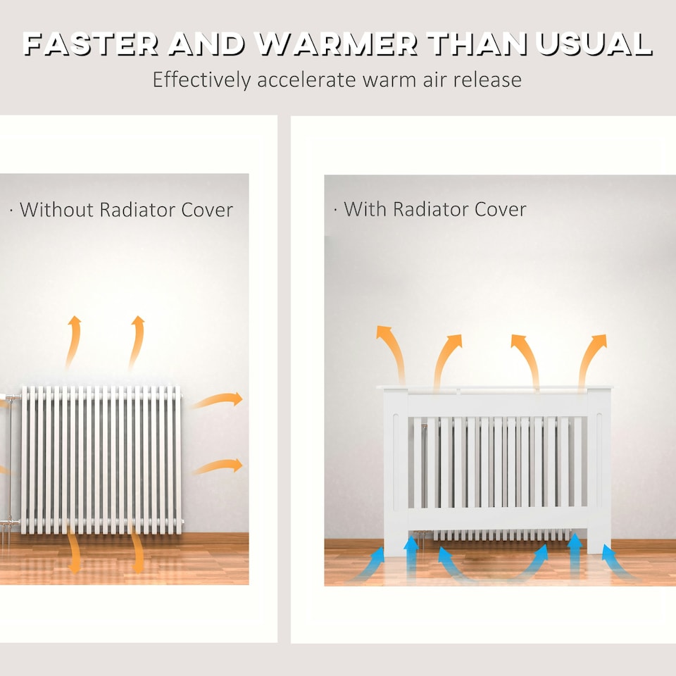 image 1 of HOMCOM Radiator Cover Painted Slatted MDF Cabinet Lined Grill 112x19x81cm