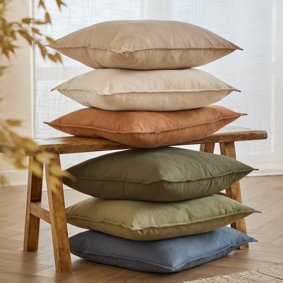 image 1 of Yard Slub Cotton Cushion | Green | Lichen