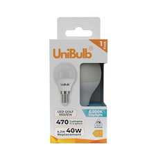 UniBulb LED Golf Ball E14 470lm 4.2W 6500K (Daylight) Light Bulb - Pack of 1 | White | Daylight | 1