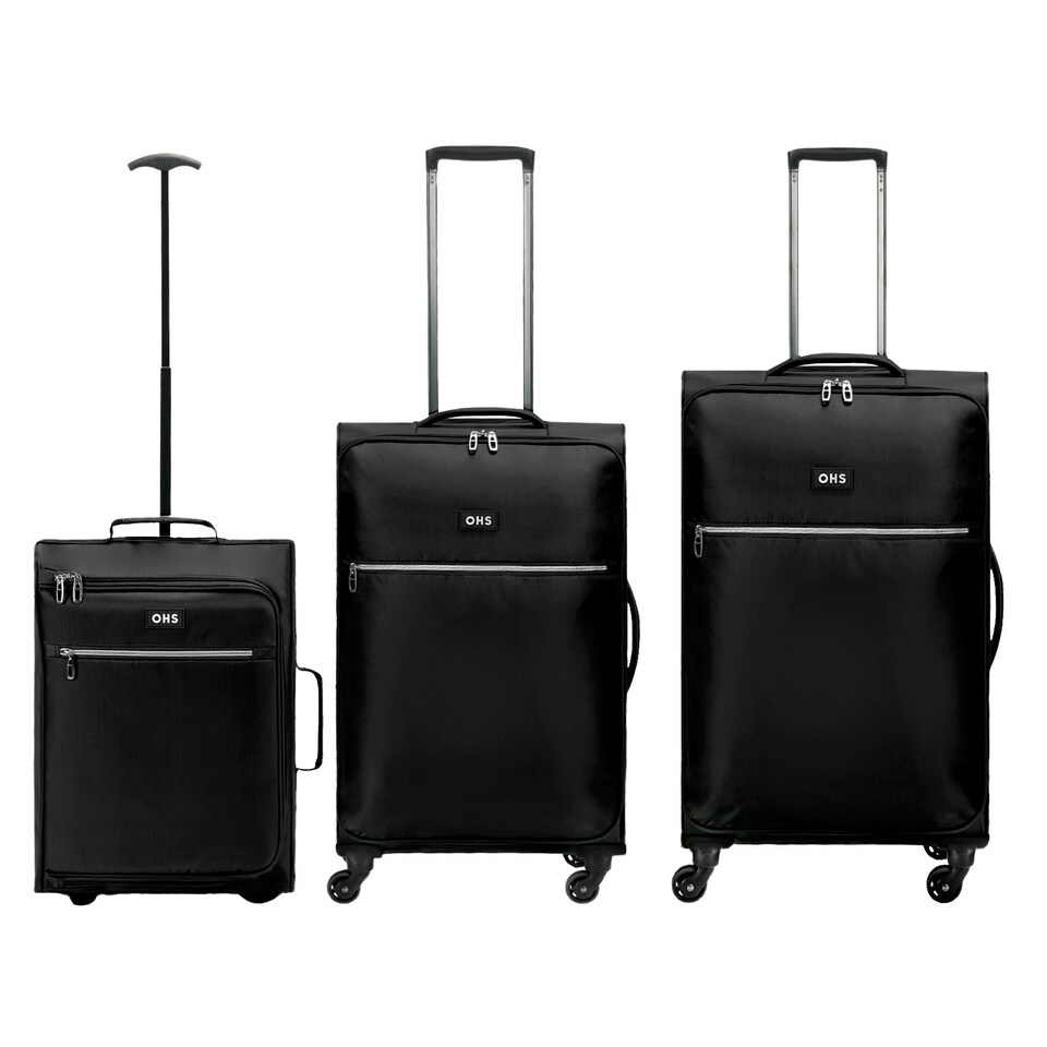 OHS 4 Wheel Lightweight Soft Shell Travel Luggage Suitcase Set of 3