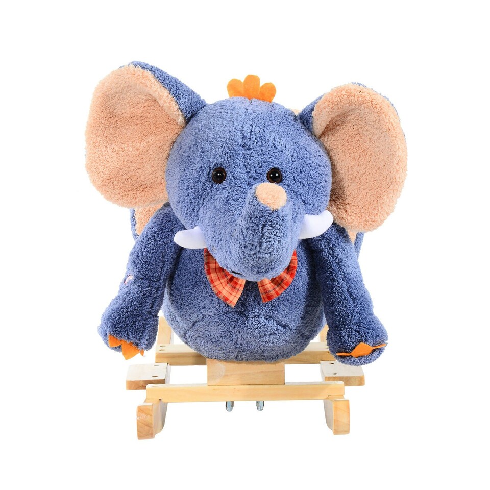image 1 of HOMCOM Rocking Horse Ride on Toy Seat Belt Safety Toddler Elephant Music