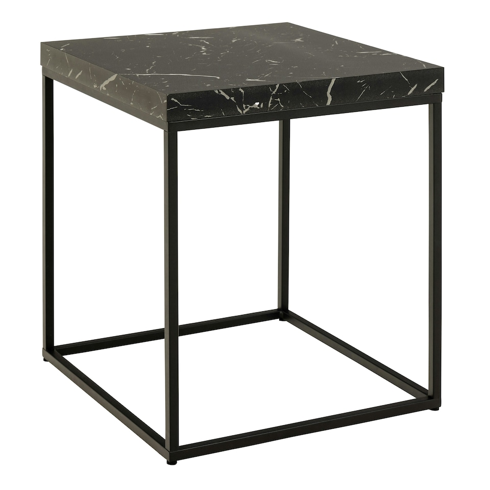 image 1 of Barossa Coffee Table with Black Marble Effect Top & Black Steel Base 40cm