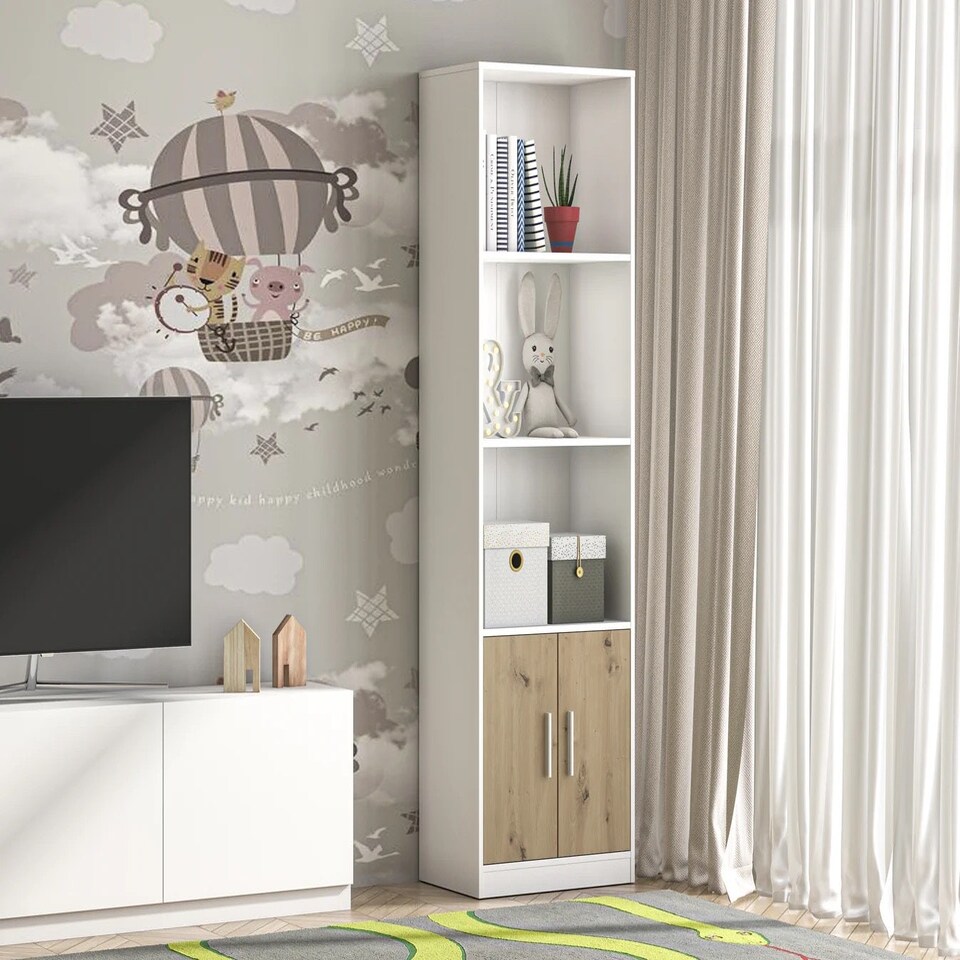 image 1 of Bookcase Klio White - Artizan Oak (2 boxes) White
