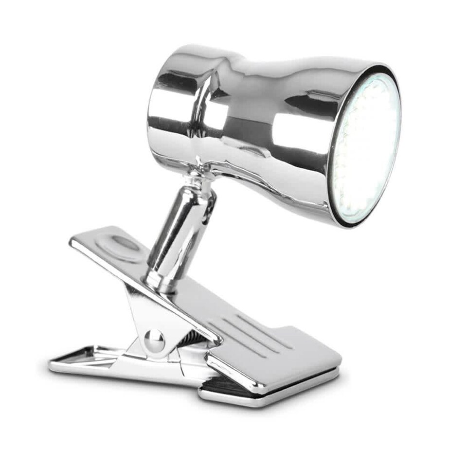 image 1 of ValueLights Adjustable Clamp On Desk Lamp Spotlight In Polished Chrome Finish