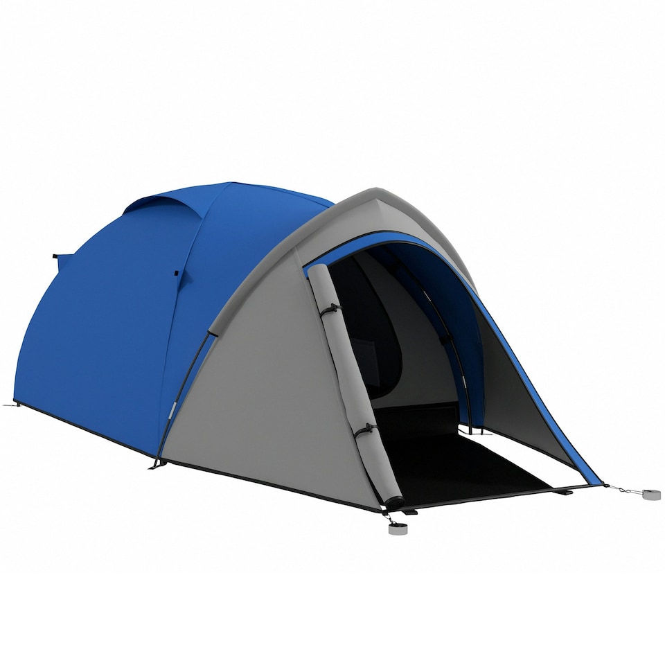 image 1 of Outsunny Compact Camping Tent w/ Vestibule & Mesh Vents for Hiking Green