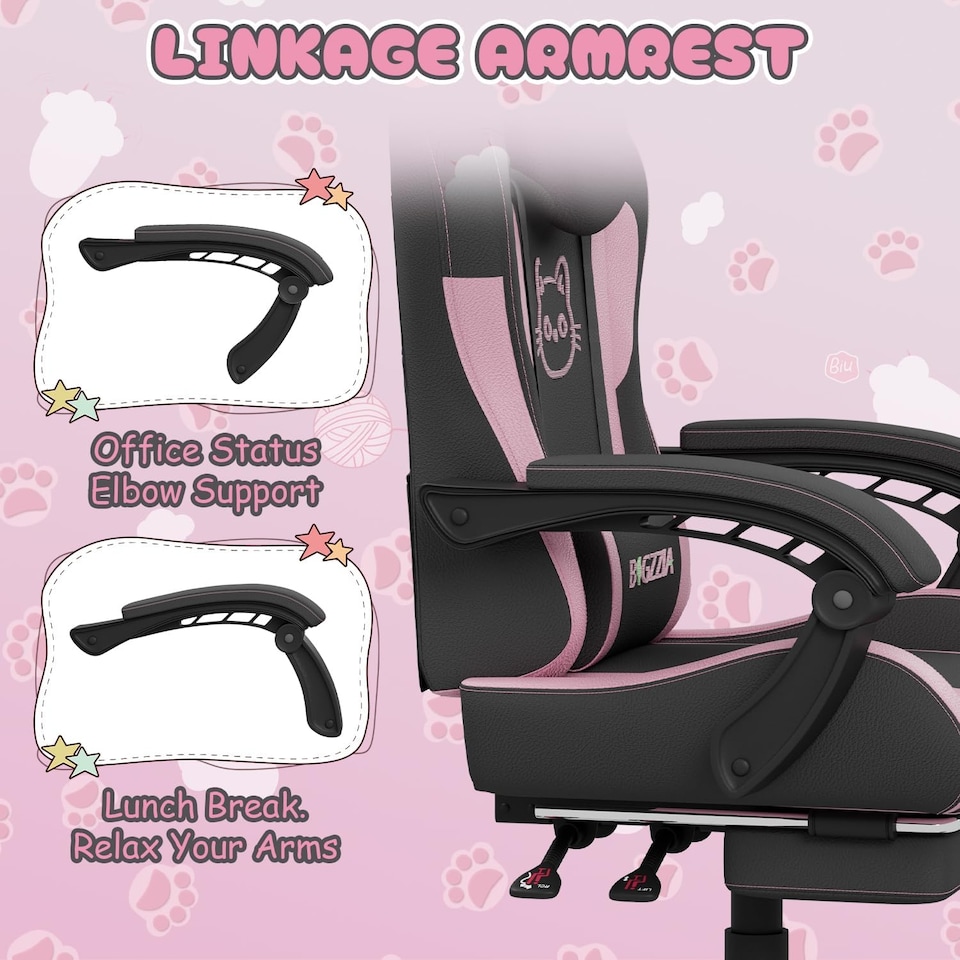 image 1 of Rattantree Ergonomic Gaming Chair with Massage Support & Footrest