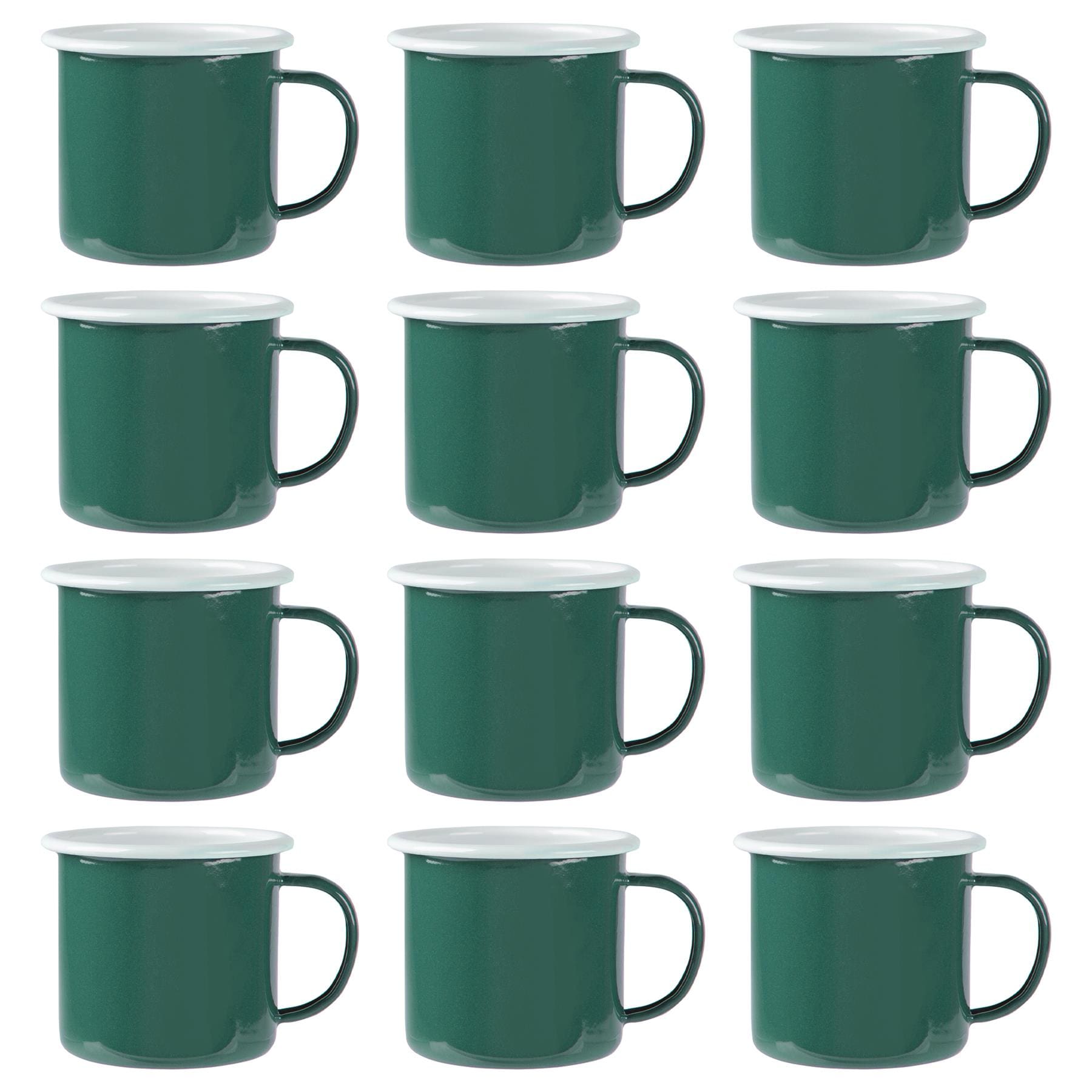 Argon Tableware Coloured Enamel Mugs - 375ml - Pack of 12 in Green