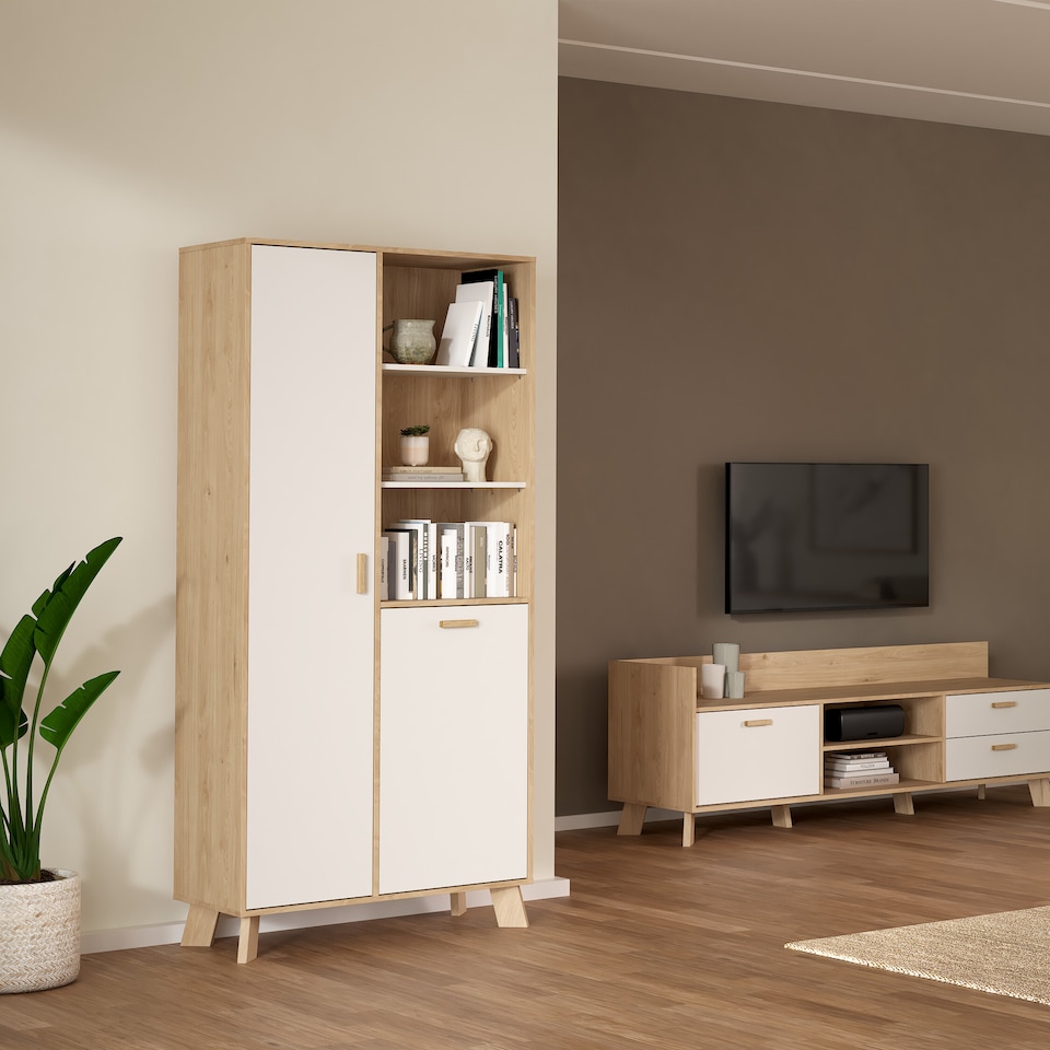 image 1 of Ikast China Cabinet 2 Doors in Jackson Hickory and White