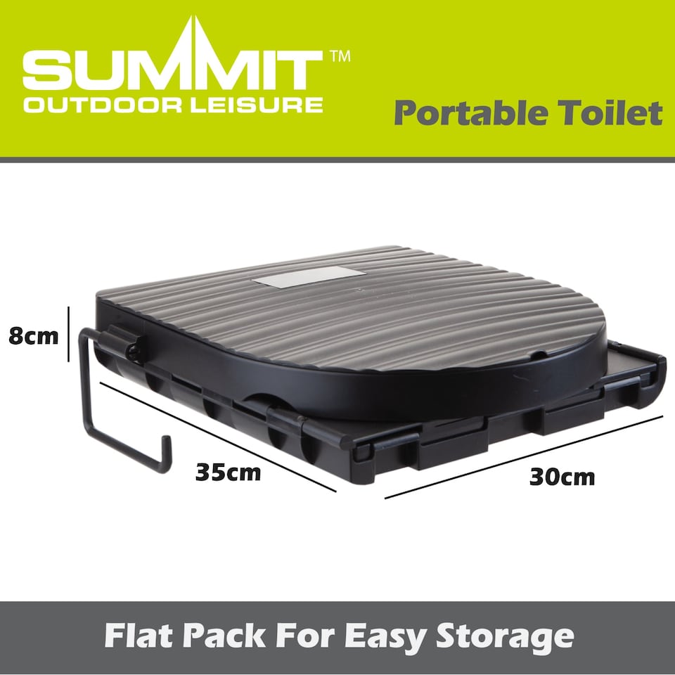 image 1 of vfm-estore Camping Folding Portable Toilet with Lid Black - Collapsible D-Shaped Seat