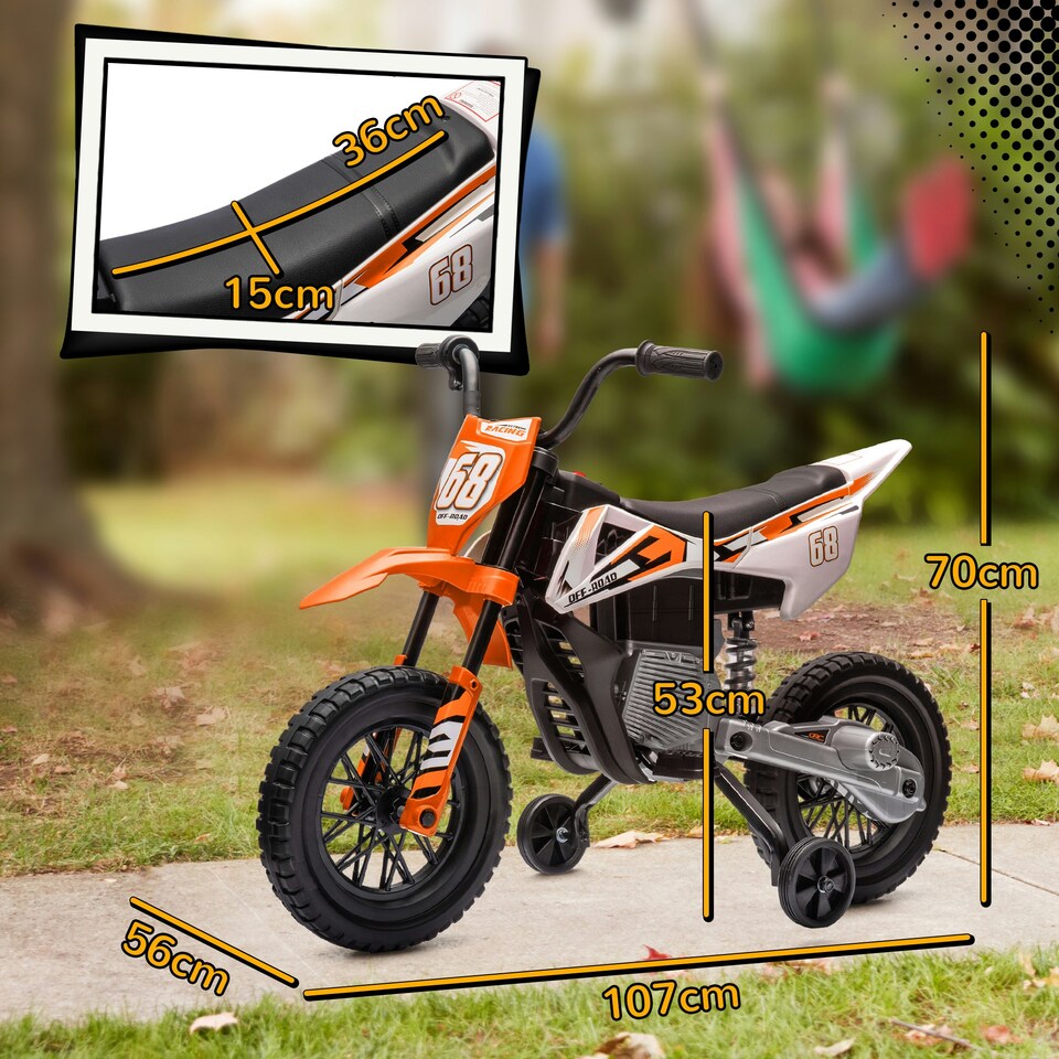 image 1 of AIYAPLAY 12V Kids Electric Motorcycle w/ Twist Grip Throttle, Music, Orange