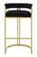 image 1 of Interiors by Premier Black Bar Chair Stool with Back, Kitchen Stool for Bar, Gold Frame Breakfast Stool with Velvet Upholstery