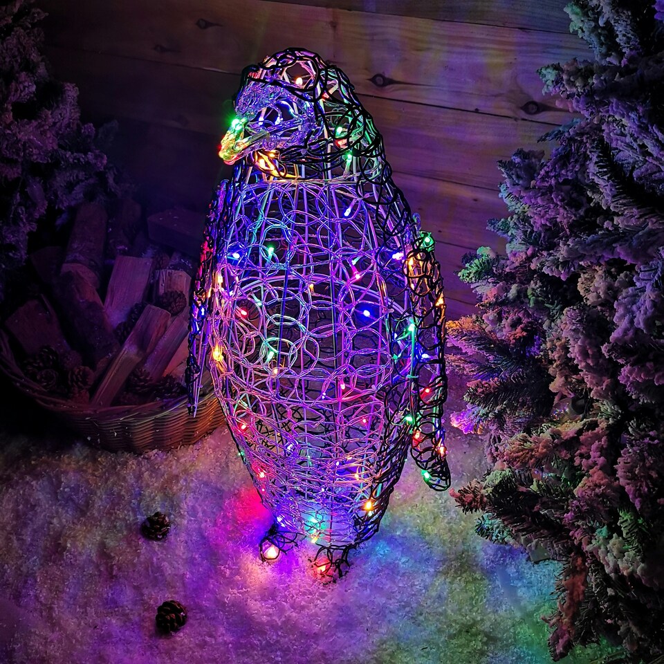 image 1 of 90cm Multicoloured LED Indoor Outdoor Acrylic Christmas Penguin Decoration