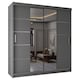 image 1 of Sliding Wardrobes 4U Modern Panelled Mirror Sliding Wardrobe – 120cm to 203cm, White, Black, Grey, Oak | Grey | Grey 150cm