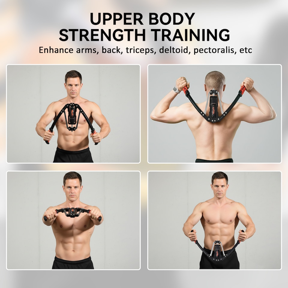 image 1 of Hydraulic Chest Expander with 22-440lbs Resistance for Upper Body Exercise | Black