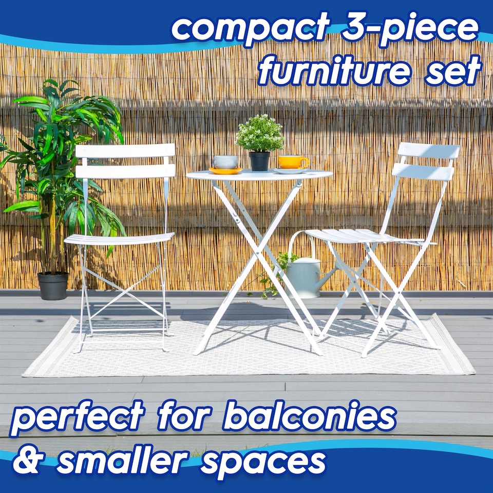 image 1 of Harbour Housewares 2 Seater Sussex Bistro Set - Round - Navy | Blue | Navy | 1