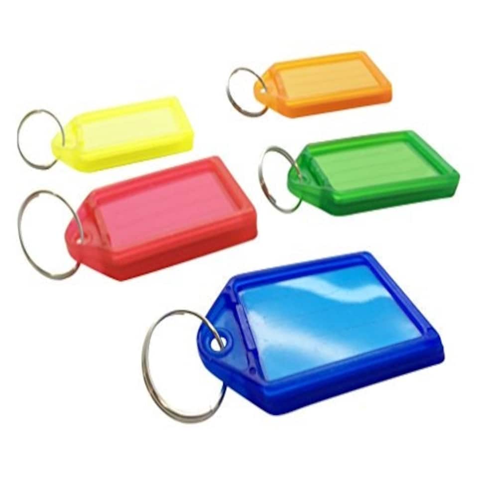 image 1 of Pack of 50 Large Assorted Coloured Identity Tag Key Rings
