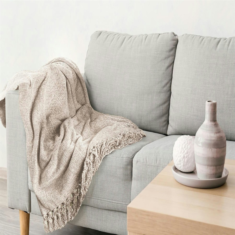 image 1 of Darcy Tassel Dove Grey Blanket/Throw Grey | 130x150cm
