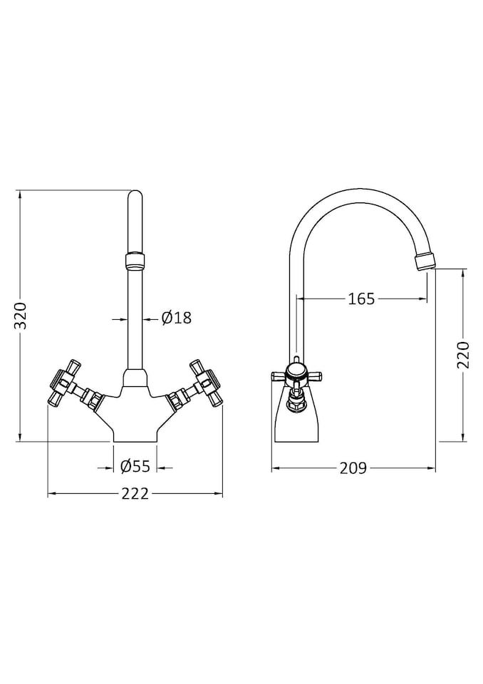 image 1 of Balterley Traditional Mono Mixer Kitchen Tap with Crosshead Handles | Copper | Brushed Brass | 1