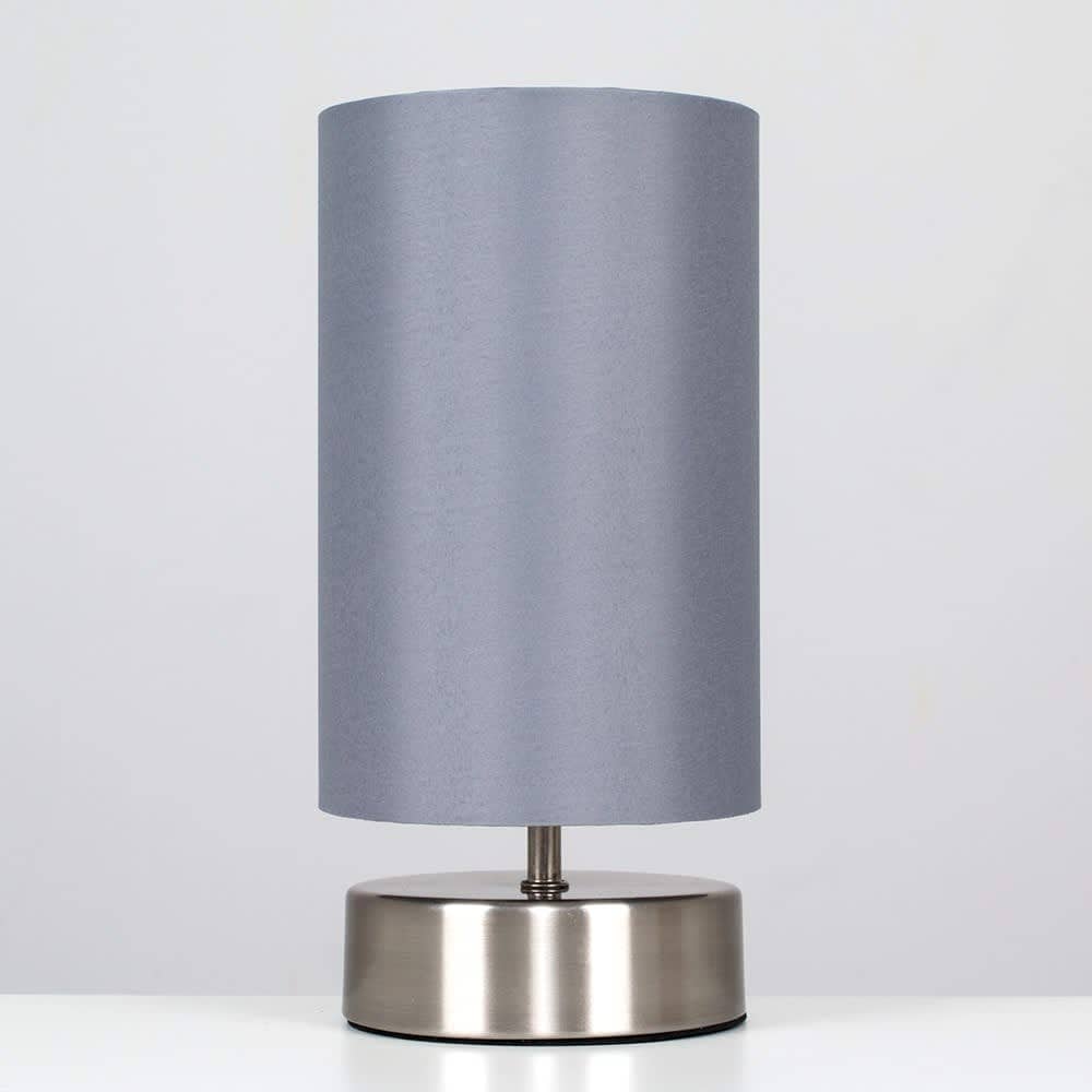 ValueLights Francis Pair of Brushed Chrome Dimmable Touch Table Lamps with Bulbs in Silver