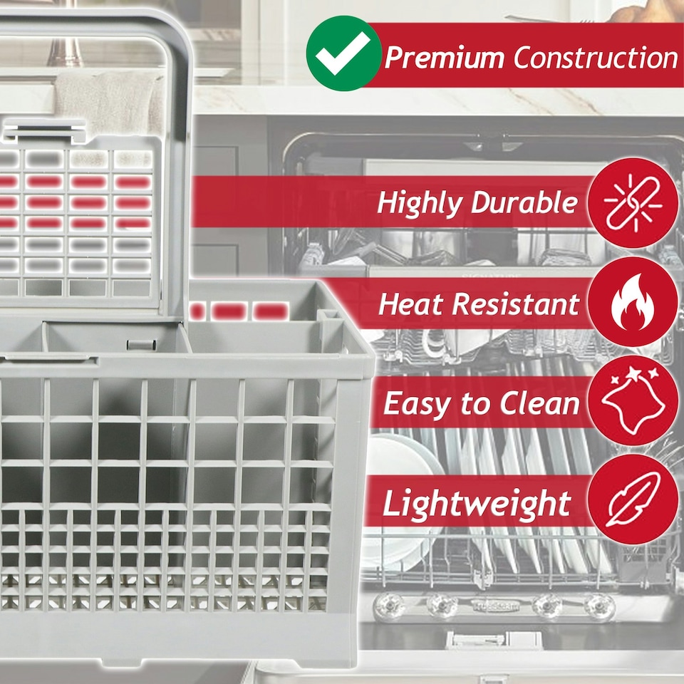image 1 of SPARES2GO Cutlery Basket Caddy Cage for AEG Dishwasher (Removable Handle, 240mm)