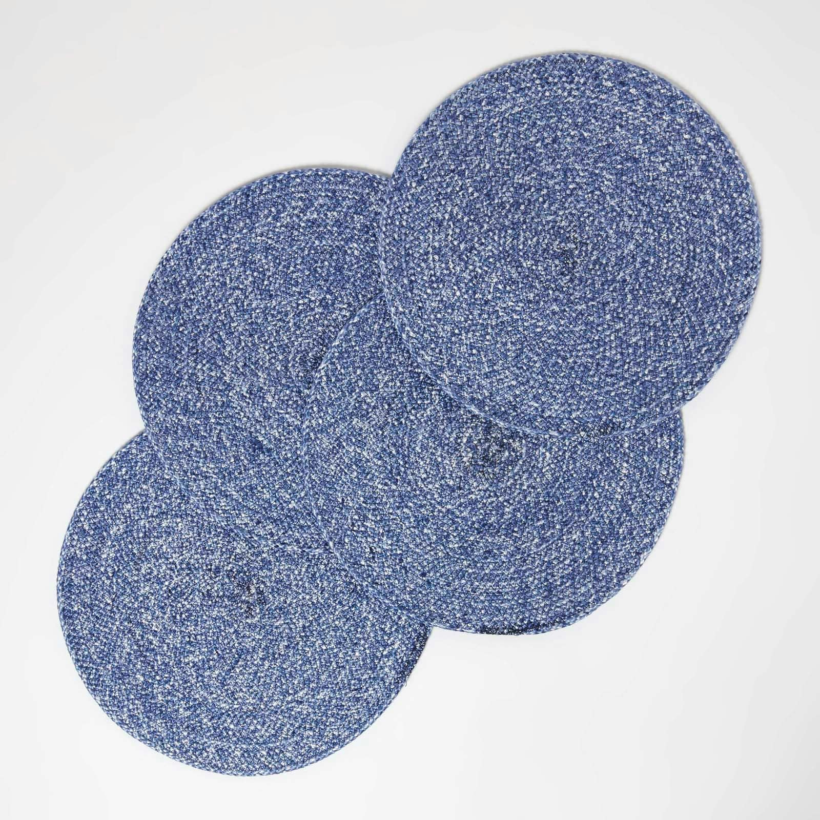 Homescapes Blue Handwoven Round Placemats Set of 4 Blue 4