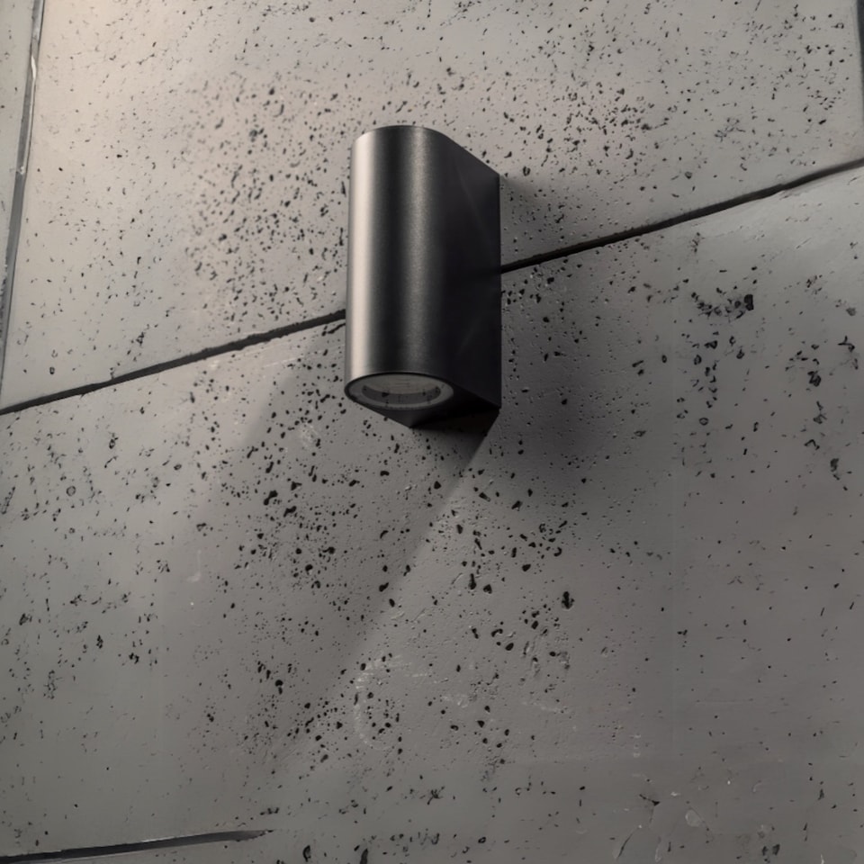 image 1 of CGC EILEEN Black Curved Double GU10 Outdoor Wall Light | Black | Black