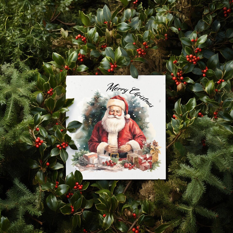 image 1 of Traditional Father Christmas - Plantable Wildflower Seed Christmas Cards - 5 Pack
