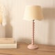 image 2 of ValueLights Bobbins Rose Table Lamp Linen Scallop White Trim Shade
