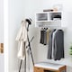 image 2 of HOMCOM Wall Mounted Coat Hanger Hooks Rack Stand Hallway Coat Rack Rail & Storage Shelf Hanging Coat Organizer (White)