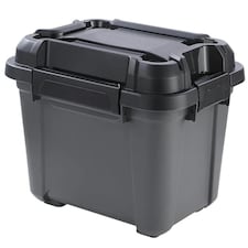 2 x 31 Litres Indoor Outdoor Heavy Duty Black Storage Bunker Trunks Ideal For DIY Use Tradesman & Handyman Black