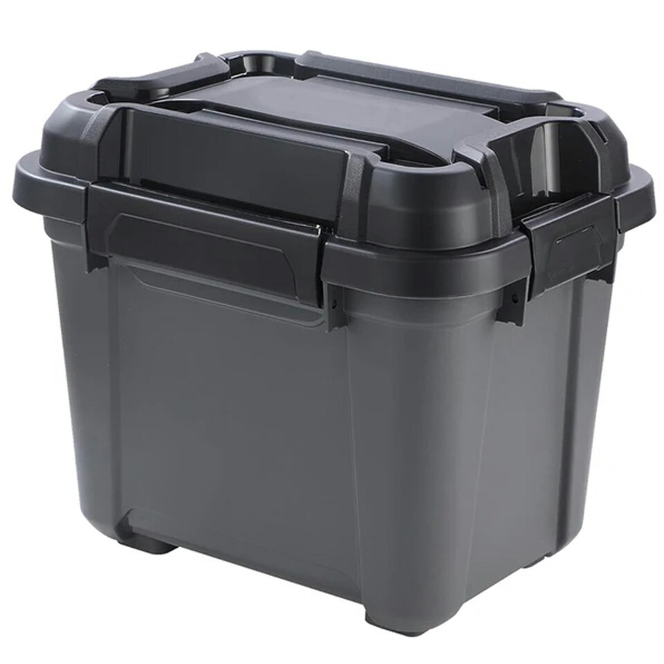 image 1 of 2 x 31 Litres Indoor Outdoor Heavy Duty Black Storage Bunker Trunks Ideal For DIY Use Tradesman & Handyman Black