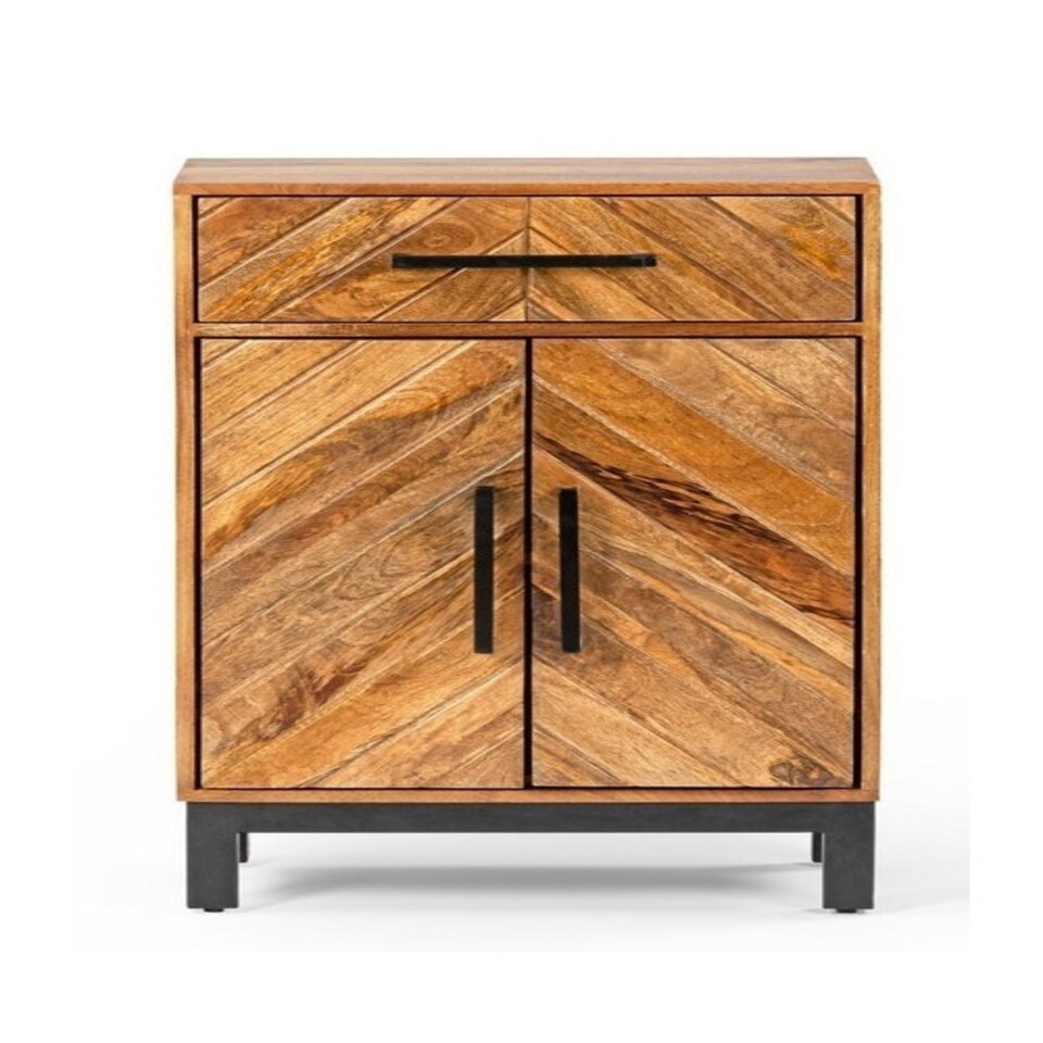 image 1 of Parquet Tall Slim Sideboard - Mango Wood/Iron - L30 x W54 x H90 cm - PP Finish Brown