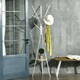 image 2 of HOMCOM 180cm Free Standing Coat Rack Metal Shelf Holder Stand White