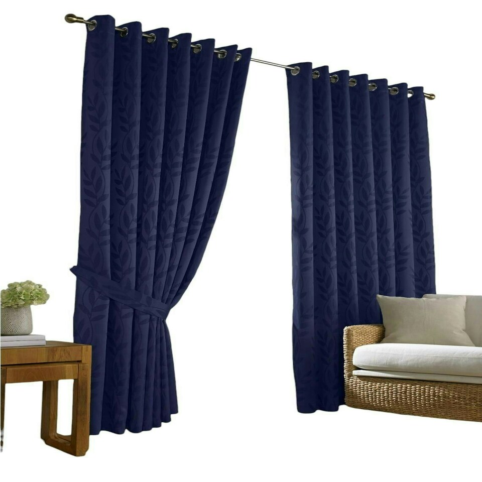 image 1 of Tivoli Fully Lined Eyelet Curtains - Navy - 229x229cm